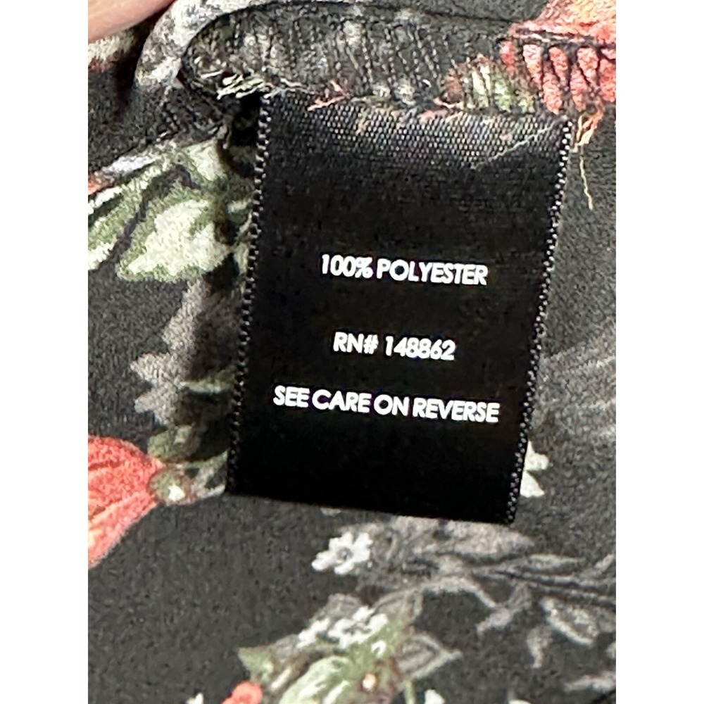 Torrid Womens 4 Chiffon Floral Blouse Short Sleeve Black Georgette Top Flaw - Picture 5 of 9